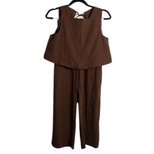 Kourt Willow 2 Piece cropped brown linen set size small